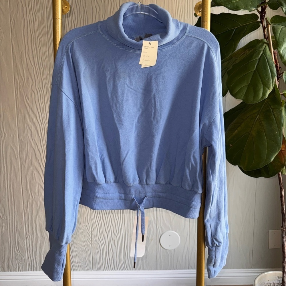 New Sweaty Betty Melody Luxe Fleece Pullover - Filter Blue | Sz 8/ Medium - Picture 2 of 7